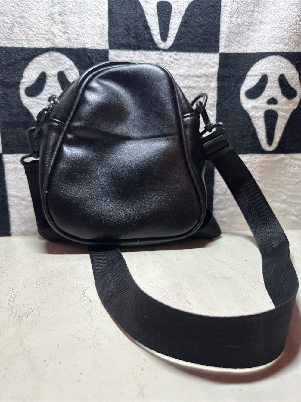 Ghost Face Black Crossbody Bag with White Eye Accents - Picture 2 of 3